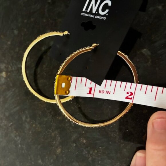 I.N.C. International Concepts Large Pavé Medium Hoop Earrings , 2" - NEW - Picture 4 of 4